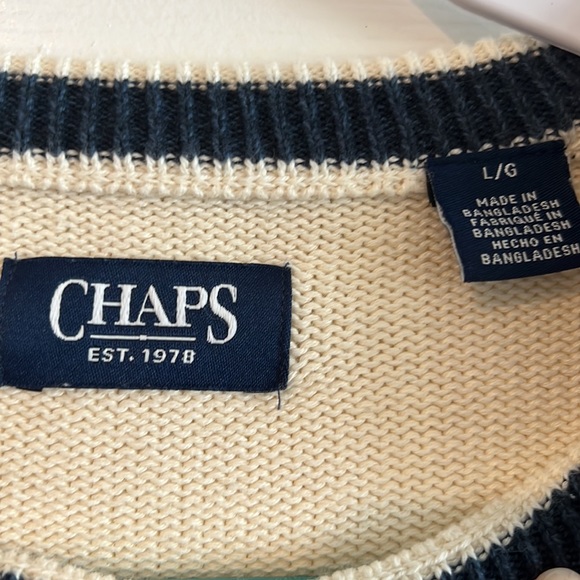 Men’s Chaps Crewneck Striped Sweater - L - Picture 4 of 4